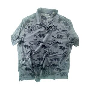 Caribbean Polo Shirt‎ Tropical Palm Tree Print Short Sleeve Mens XXL